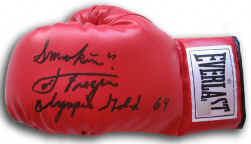 Joe Frazier Autographed Everlast Boxing Glove with ''Smokin' Joe Frazier Olympic Gold 64'' Inscription