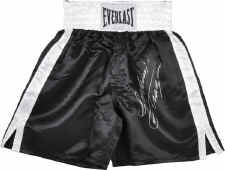 Joe Frazier Autographed Everlast Black Boxing Trunks with Smokin Inscription