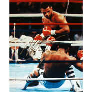 Mike Tyson Autographed Standing Over Opponent Vertical 16x20 Photograph