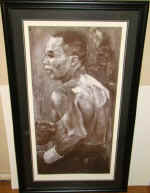 Sugar Ray Leonard SIGNED MASSIVE 51X30 FRAMED LITHO