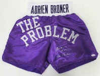 Adrien Broner Signed Purple & White Boxing Trunks Inscr. The Problem JSA