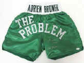 Adrien "The Problem" Broner Signed Green Boxing Trunks Inscr. The Problem JSA