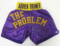 Adrien Broner Signed Purple & Yellow Boxing Trunks Inscr. The Problem JSA