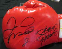 Psa/dna Floyd Mayweather Jr. & Manny Pacquiao Dual Autographed Red Boxing Glove